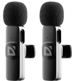 Микрофон беспроводной ANC на прищепке 2шт+ресивер Type-C черн. Talky-138 64138 DEFENDER 210802800