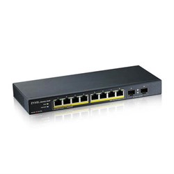 Коммутатор PoE+ Zyxel GS1100-10HP, 8xGE PoE+, 2xSFP, настольный, бесшумный, бюджет PoE 130 Вт, Kensigton lock 1581727282